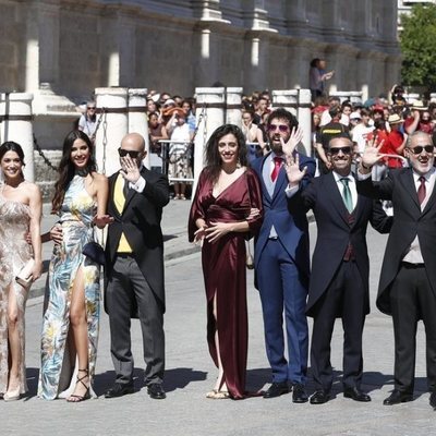 Parte del equipo de 'El hormiguero' en la boda de Pilar Rubio y Sergio Ramos