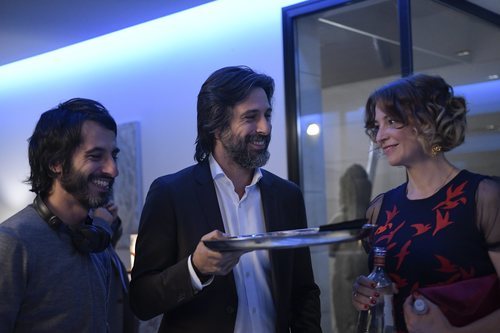 Marc Vigil, Hugo Silva y Leonor Watling en el rodaje de 'Nasdrovia'