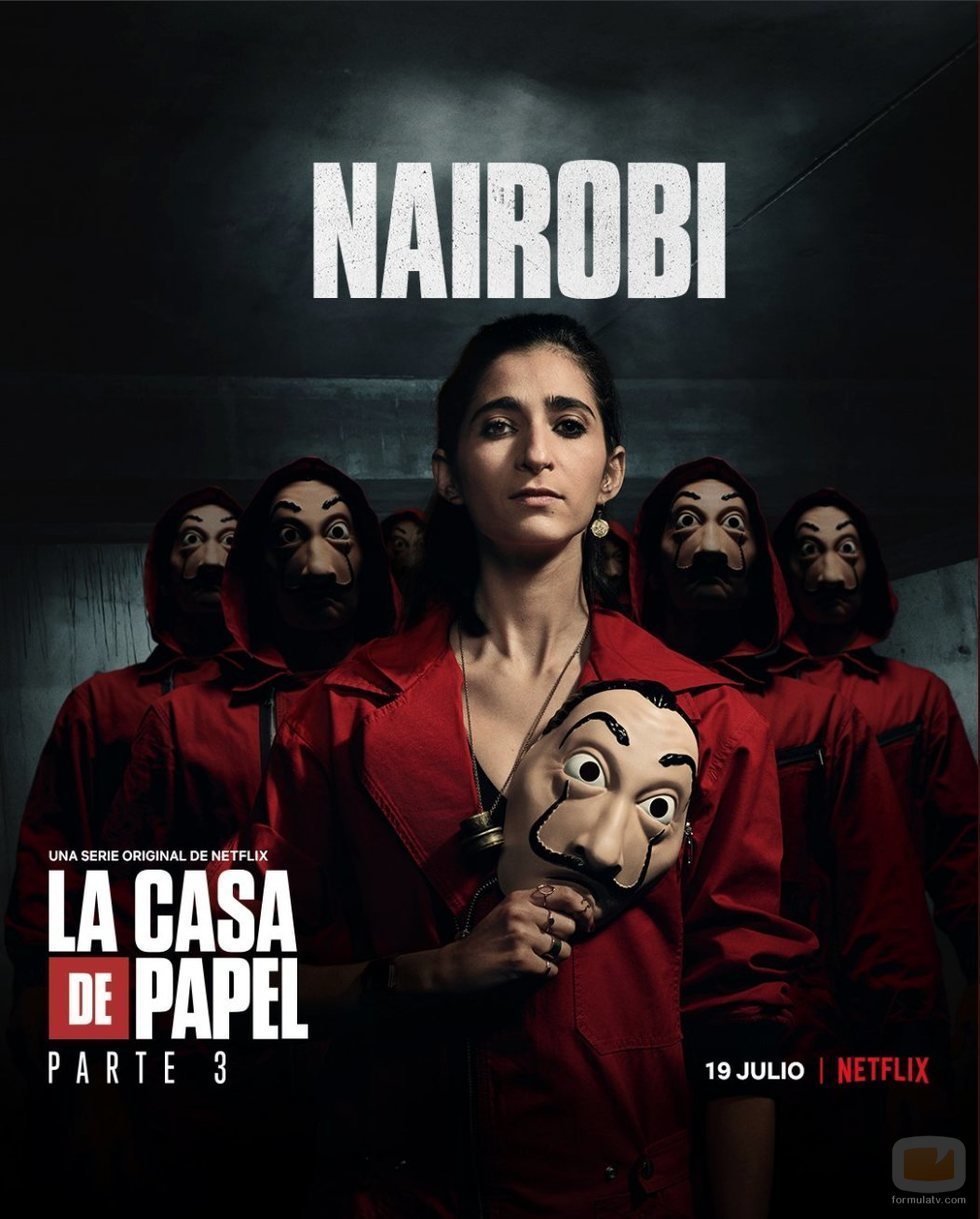 Nairobi, en un póster promocional de la tercera parte de 'La Casa de Papel'