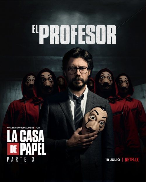 El Profesor, en un póster promocional de la tercera parte de 'La Casa de Papel'