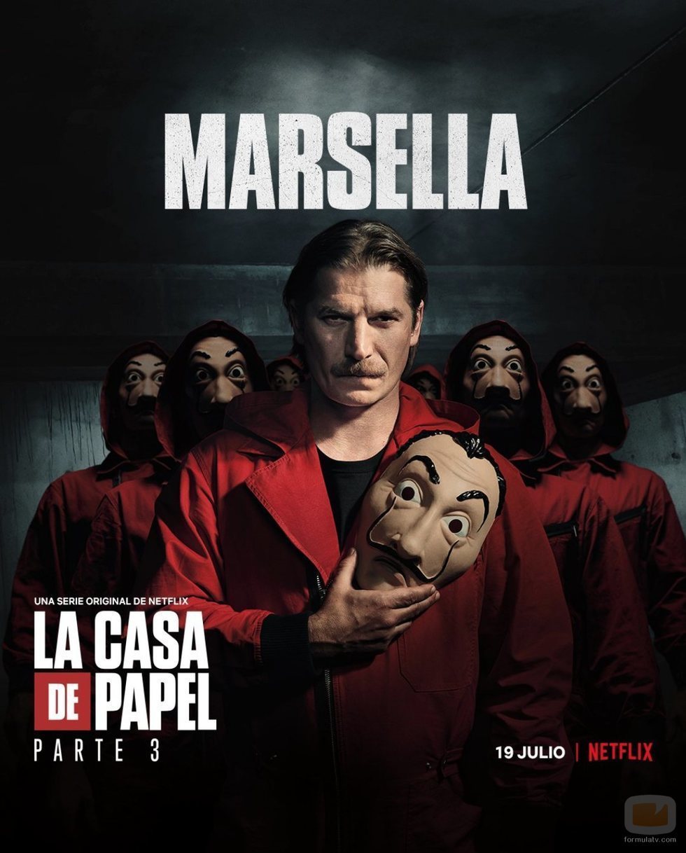 Marsella, en un póster promocional de la tercera parte de 'La Casa de Papel'
