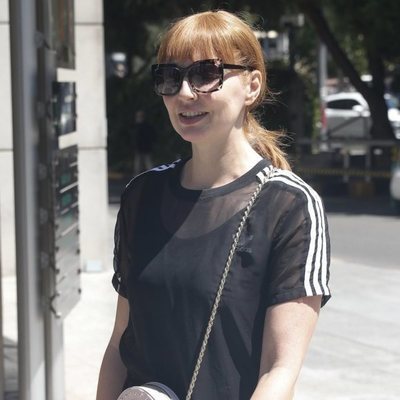 Cristina Castaño en el tanatorio por la muerte de Eduardo Gómez