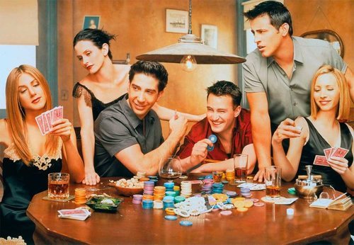 Los protagonistas de 'Friends' jugando al póker