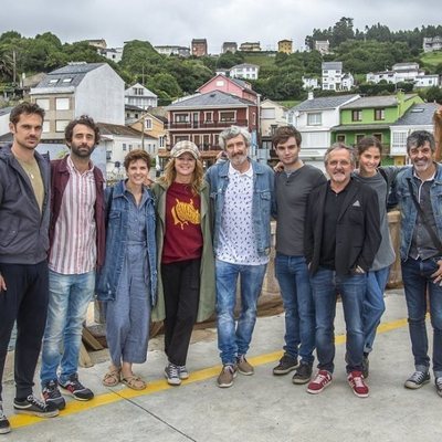 Los actores de 'Néboa' durante el rodaje