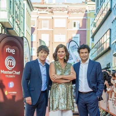 Jordi Cruz, Samantha Vallejo-Nágera y Pepe Rodríguez en la presentación de 'MasterChef Celebrity 4'