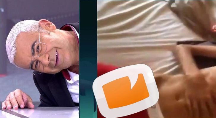 Jorge Javier Vázquez observa la imagen del pene de El Cejas en 'Sábado deluxe'