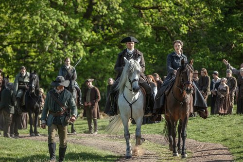 Sam Heughan y Caitriona Balfe en la quinta temporada de 'Outlander'
