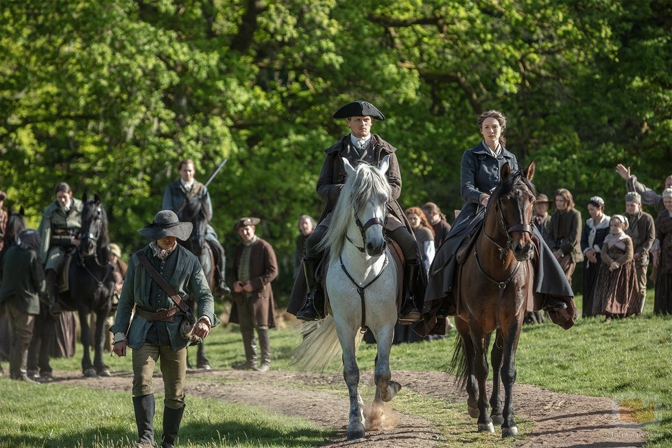 Sam Heughan y Caitriona Balfe en la quinta temporada de 'Outlander'