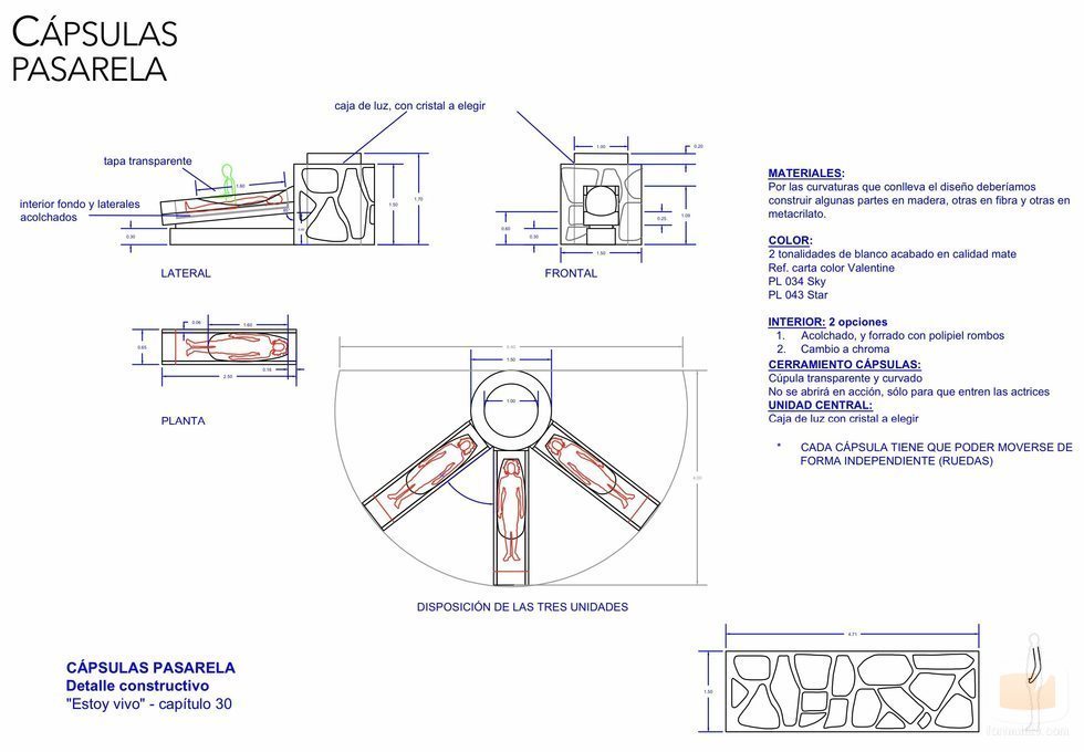 Plano de las cápsulas de la Pasarela de 'Estoy vivo'