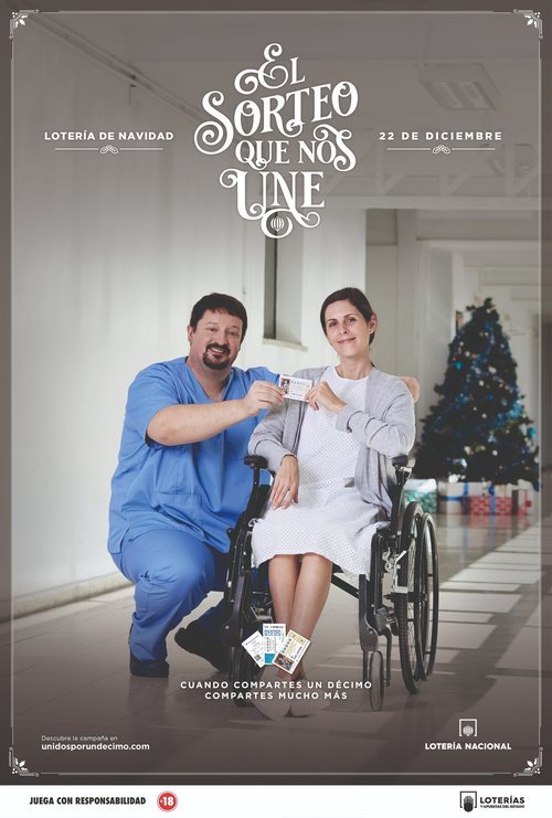 Póster del anuncio de la Lotería de Navidad 2019 con Carmen y Víctor