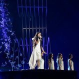 Melani junto a sus coristas en el segundo ensayo de Eurovisión Junior 2019