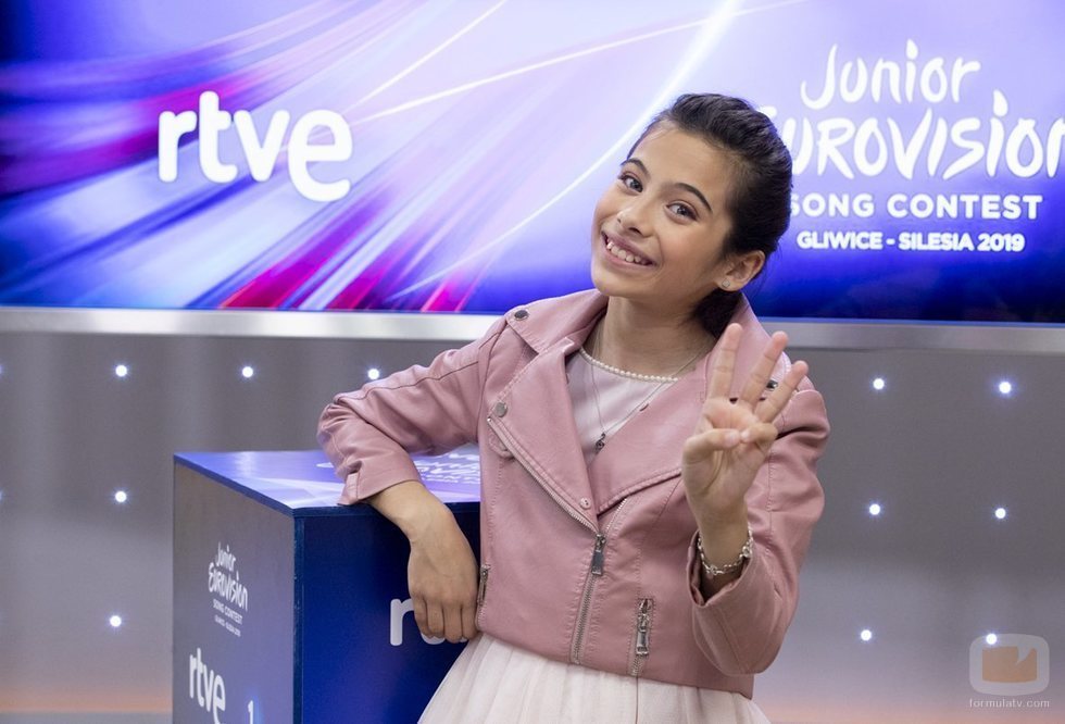 Melani García, sonriente en la rueda de prensa de RTVE después de Eurovisión Junior 2019