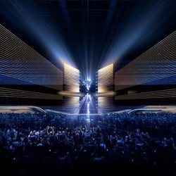 Vista frontal del escenario de Eurovisión 2020