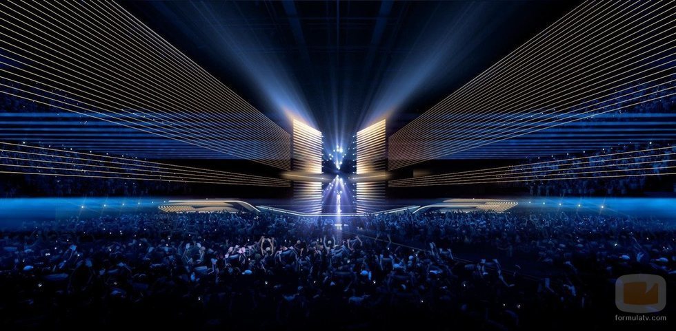 Vista frontal del escenario de Eurovisión 2020