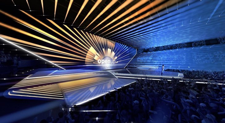 Vista lateral del escenario de Eurovisión 2020