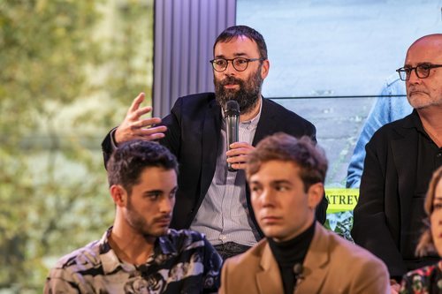 Fran Araújo en la rueda de prensa de 'Merlí: Sapere Aude' en Barcelona