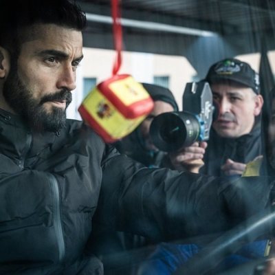 Álex García en el rodaje de 'Antidisturbios'