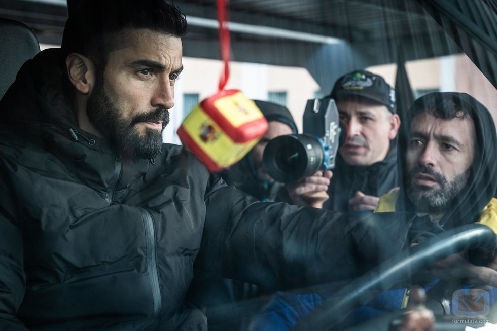 Álex García en el rodaje de 'Antidisturbios'