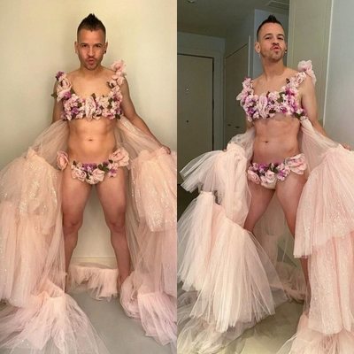 Dabiz Muñoz posa con el vestido de Cristina Pedroche para las Campanadas 2018-2019