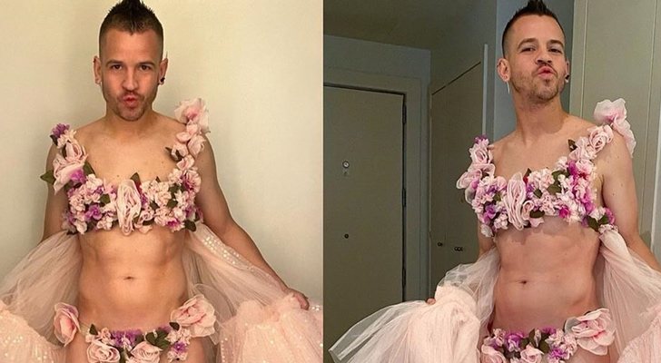 Dabiz Muñoz posa con el vestido de Cristina Pedroche para las Campanadas 2018-2019