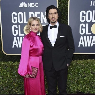 Joanne Tucker y Adam Driver en la alfombra roja de los Globos de Oro 2020