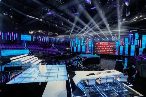 El plató de 'OT 2020' con vistas a la mesa del jurado y grada de concursantes