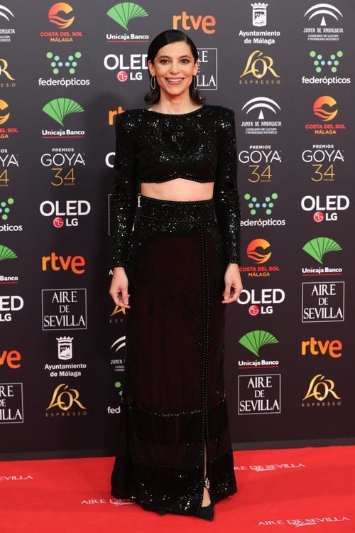 Irene Visedo, sonriente en la alfombra roja de los Premios Goya 2020