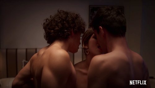 El trío sexual de Valerio, Cayetana y Polo en la temporada 3 de 'Élite'