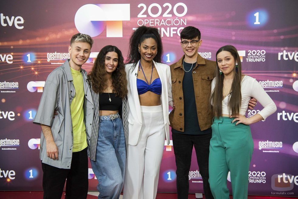 Hugo, Anaju, Nia, Flavio y Eva en la rueda de prensa de 'OT 2020'