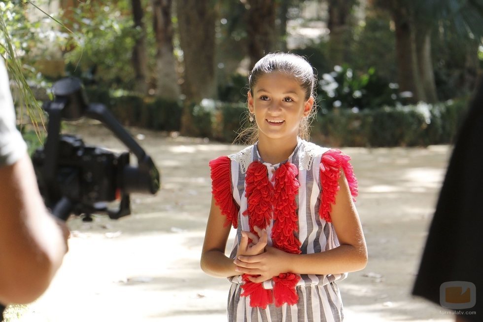 Soleá, muy sonriente durante la grabación del videoclip de "Palante"