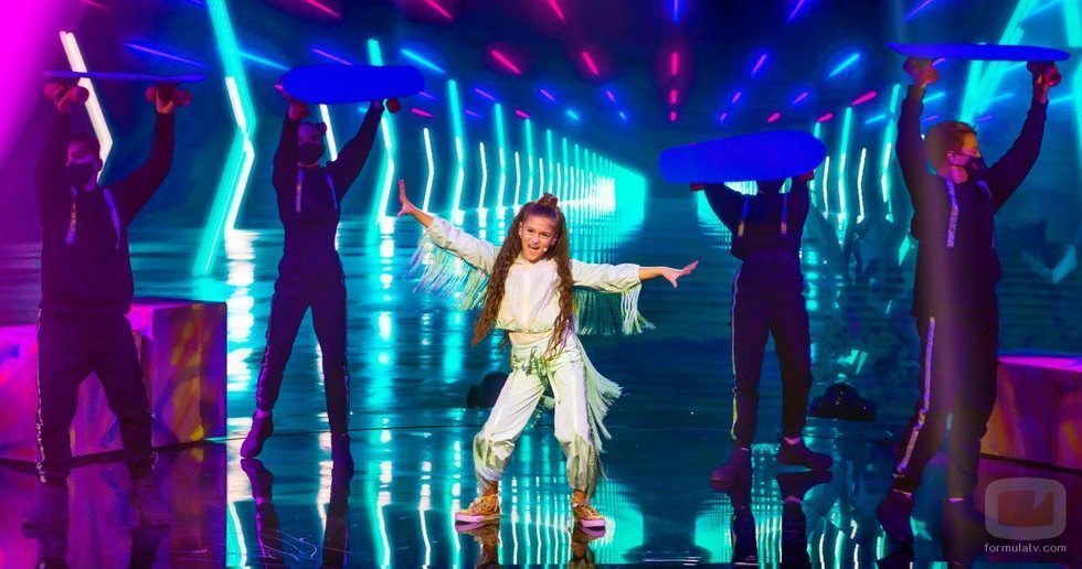 Soleá Morente, representante de España, baila su tema "Palante" en la Gran Final de Eurovisión Junior 2020