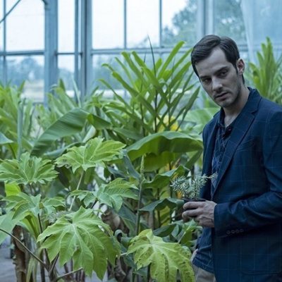Joel Bosqued sostiene una planta en 'El Internado: Las Cumbres'