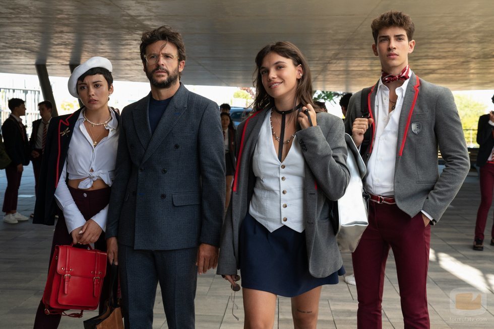 Carla Díaz, Diego Martín, Martina Cariddi y Manu Ríos en la cuarta temporada de 'Élite'