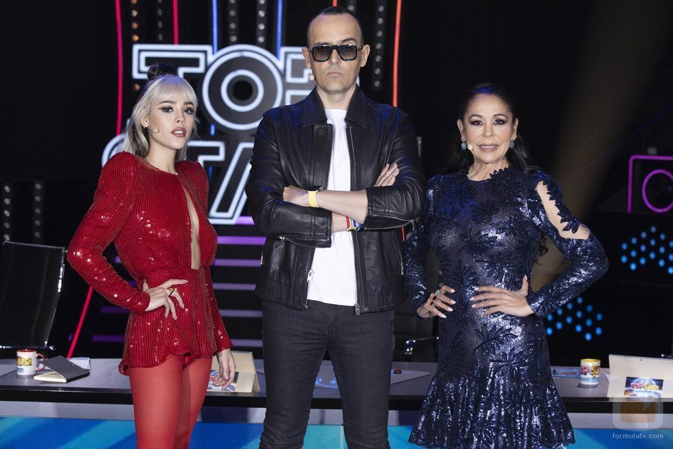 Danna Paola, Risto Mejide e Isabel Pantoja, el jurado de 'Top Star. ¿Cuánto vale tu voz?'