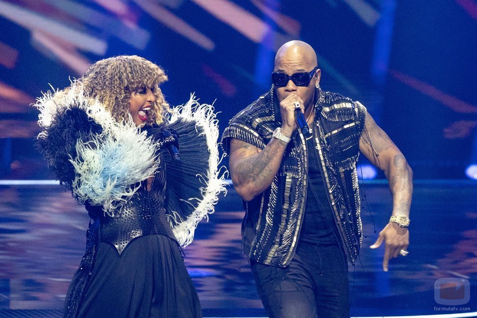 Senhit, representante de San Marino, en la final de Eurovisión 2021 junto a Flo Rida