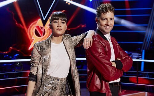 Aitana junto a David Bisbal en la sexta edición de 'La Voz Kids'