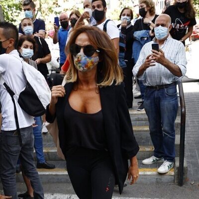 María Patiño, en el tanatorio por la muerte de Mila Ximénez