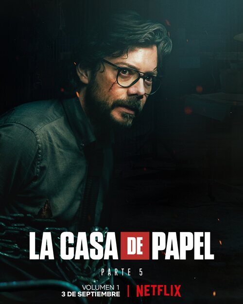 Póster de El Profesor (Álvaro Morte) en la Parte 5 de 'La Casa de Papel'
