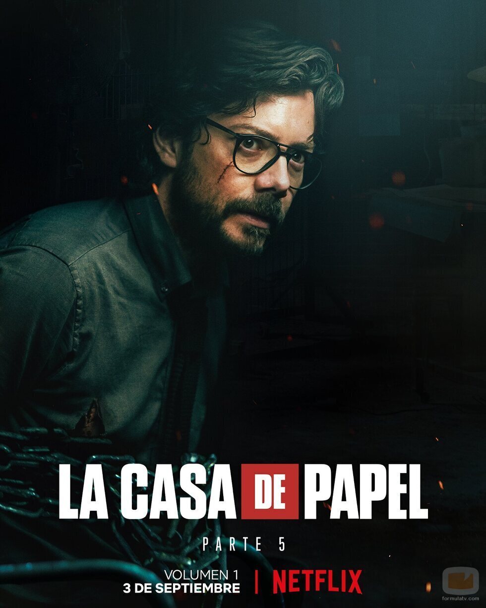 Póster de El Profesor (Álvaro Morte) en la Parte 5 de 'La Casa de Papel'