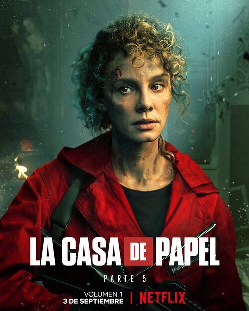 Póster de Estocolmo (Eshter Acebo) en la Parte 5 de 'La Casa de Papel'
