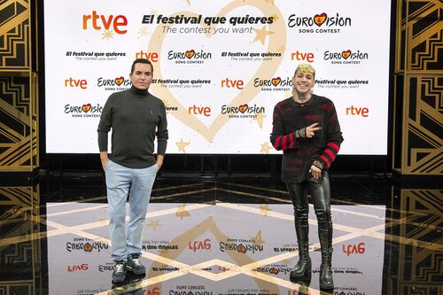 Tony Sánchez-Ohlsson y J Cruz en la rueda de prensa del Benidorm Fest