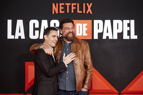 Pedro Alonso y Hovik Keuchkerian, en la presentación del final de 'La Casa de Papel'