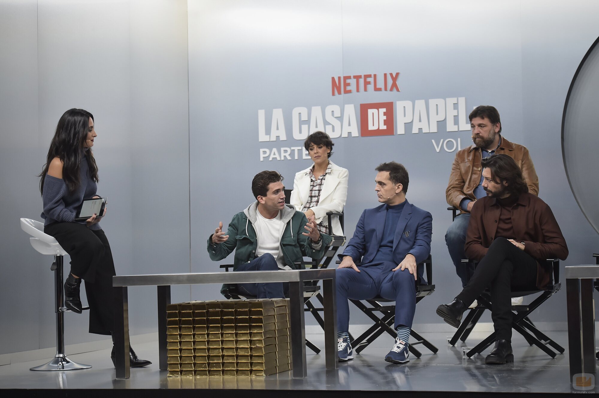 Parte del elenco de 'La Casa de Papel', en la presentación de la entrega final