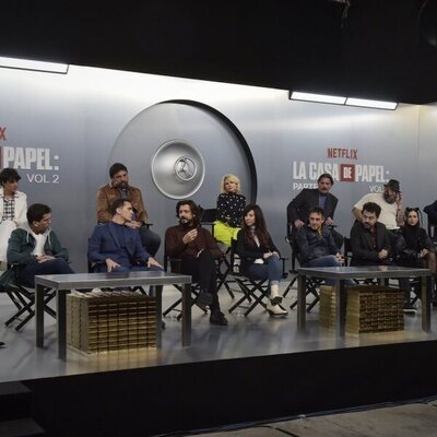 El equipo de 'La Casa de Papel', en la presentación ante los medios del final