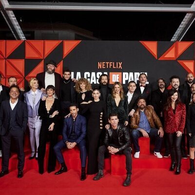 El equipo de 'La Casa de Papel', en la presentación de la entrega final de la serie