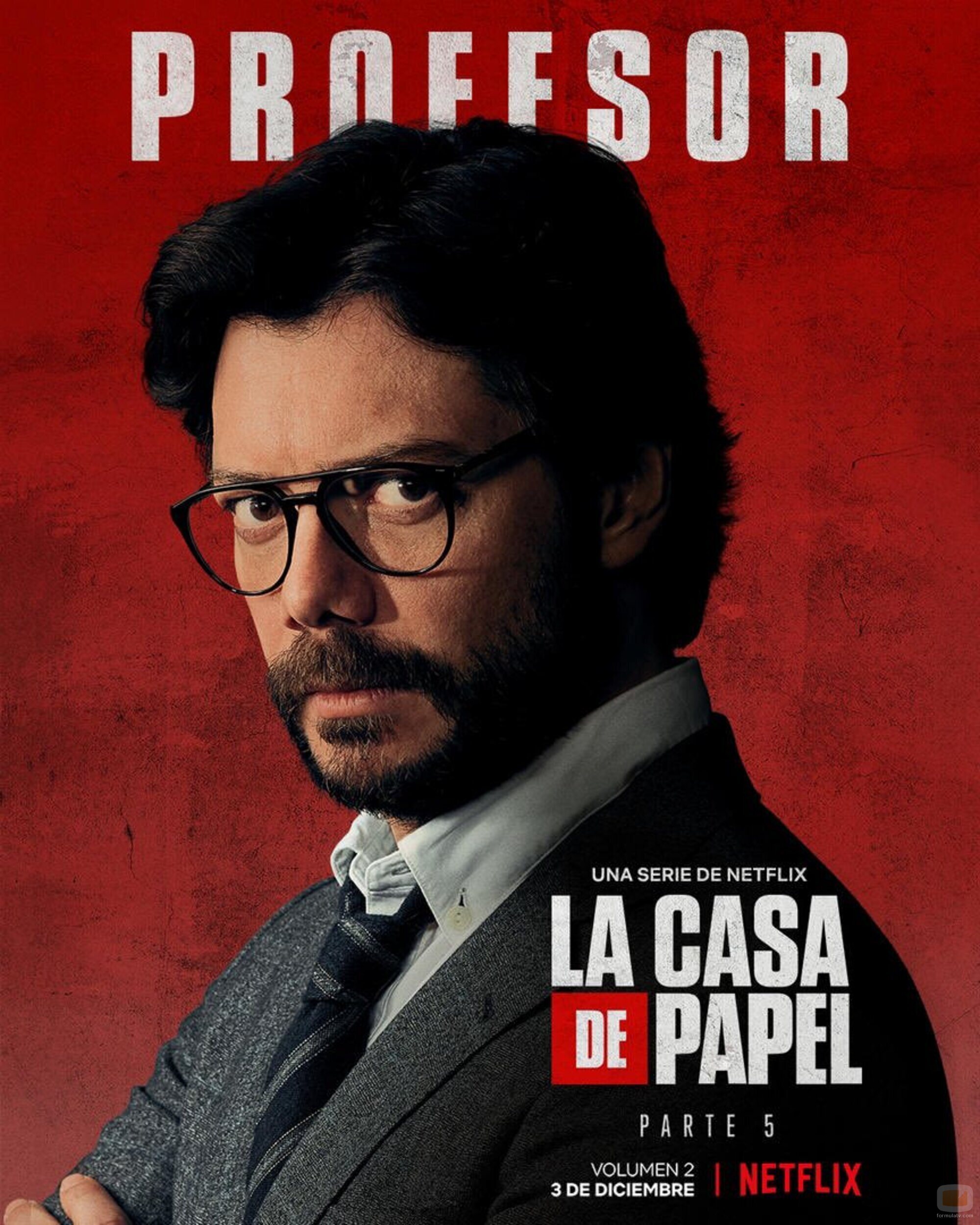 Póster del Profesor (Álvaro Morte), en la Parte 5 (volumen 2) de 'La Casa de Papel'
