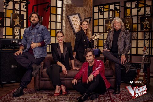 Antonio Orozco, Eva González, David Bustamante, Niña Pastori y José Mercé, en 'La Voz Senior'