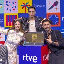 Rigoberta Bandini, Xeinn, Rayden y Gonzalo Hermida, tras la Semifinal 2 del Benidorm Fest