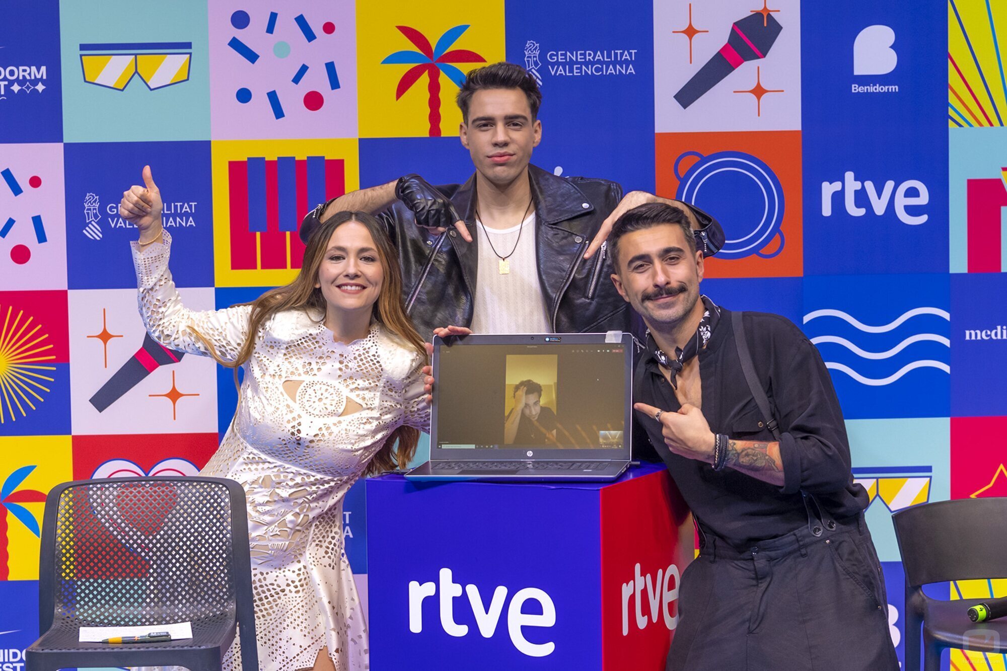 Rigoberta Bandini, Xeinn, Rayden y Gonzalo Hermida, tras la Semifinal 2 del Benidorm Fest