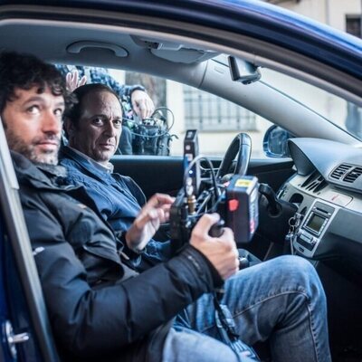 Luis Callejo y Rodrigo Sorogoyen en el rodaje de 'Apagón'